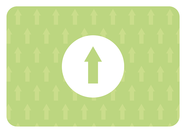 Dos de carte représentant une flèche, signifiant d'avancer partant tout droit